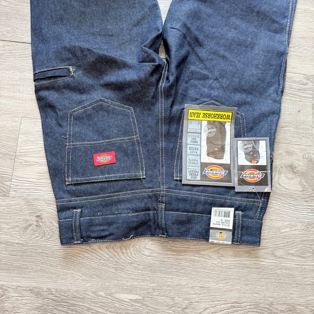 Dickies Workhorse Jeans Raw Indigo Double Knee Straight Leg 945731 Size 16 NWT